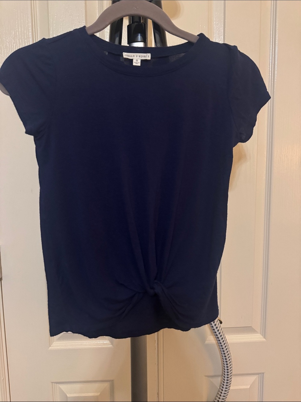 J. Crew Navy Short-Sleeve Knot Front Tee